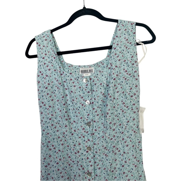 Robbie Bee Light Blue Sleeveless Floral Button Down Dress Size 14 - Picture 3 of 8